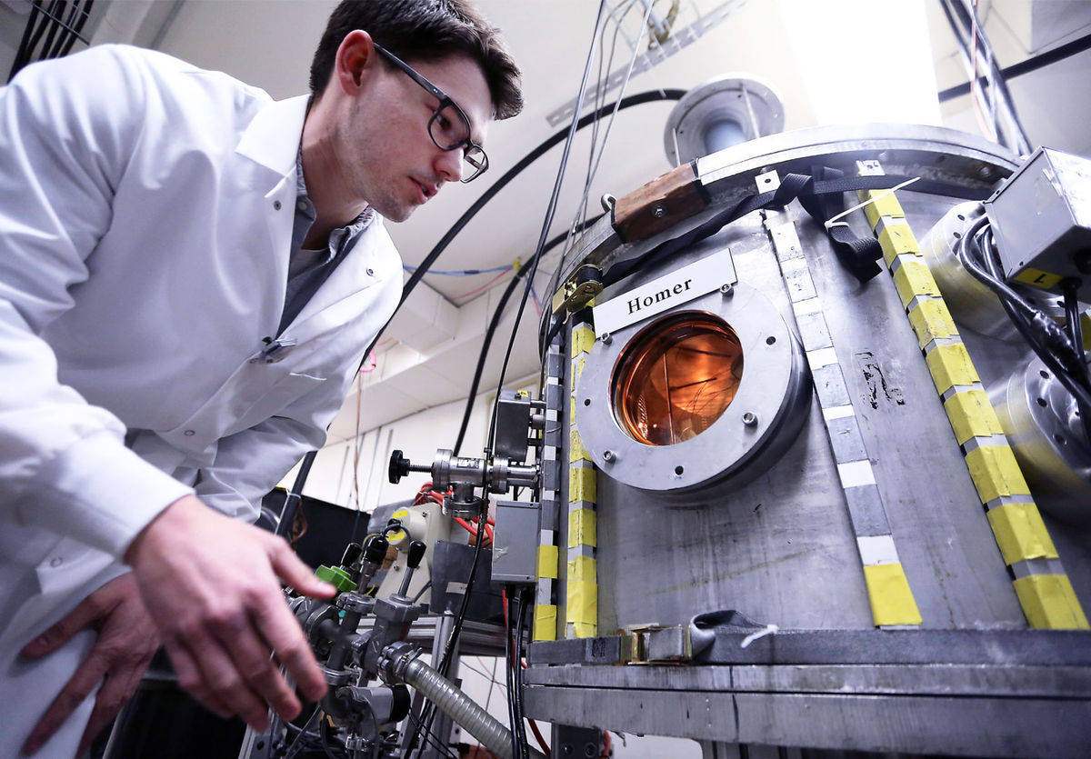 Miniature version of Homer with PhD student Aaron Fancher