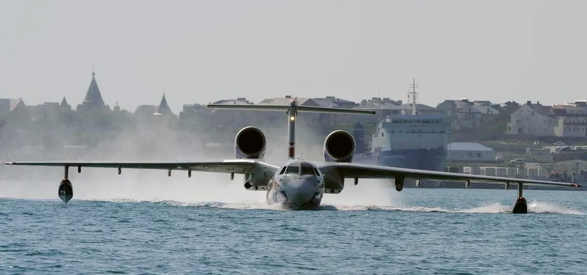Ukrainian Drones Damage One of Russia's Three Giant Be-200 Flying Boats