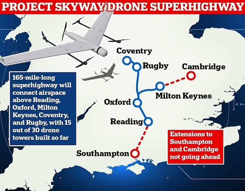 Britain's 165-Mile Long 'Drone Superhighway' will be Completed this Summer