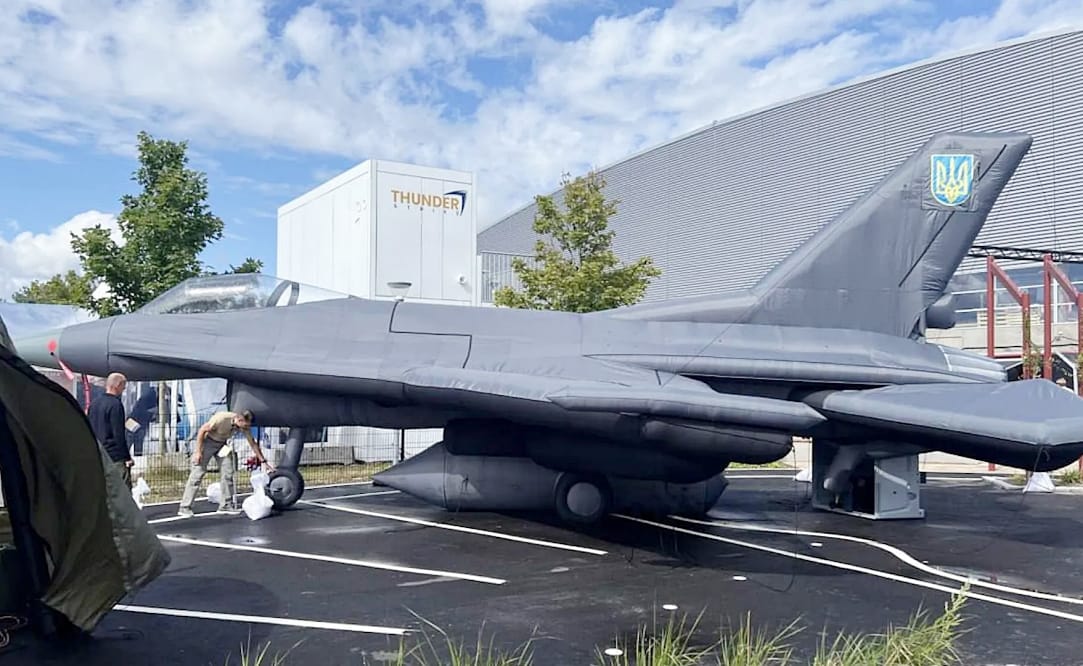 Inflatable Ukrainian F-16 Decoy Emerges at Defense Show