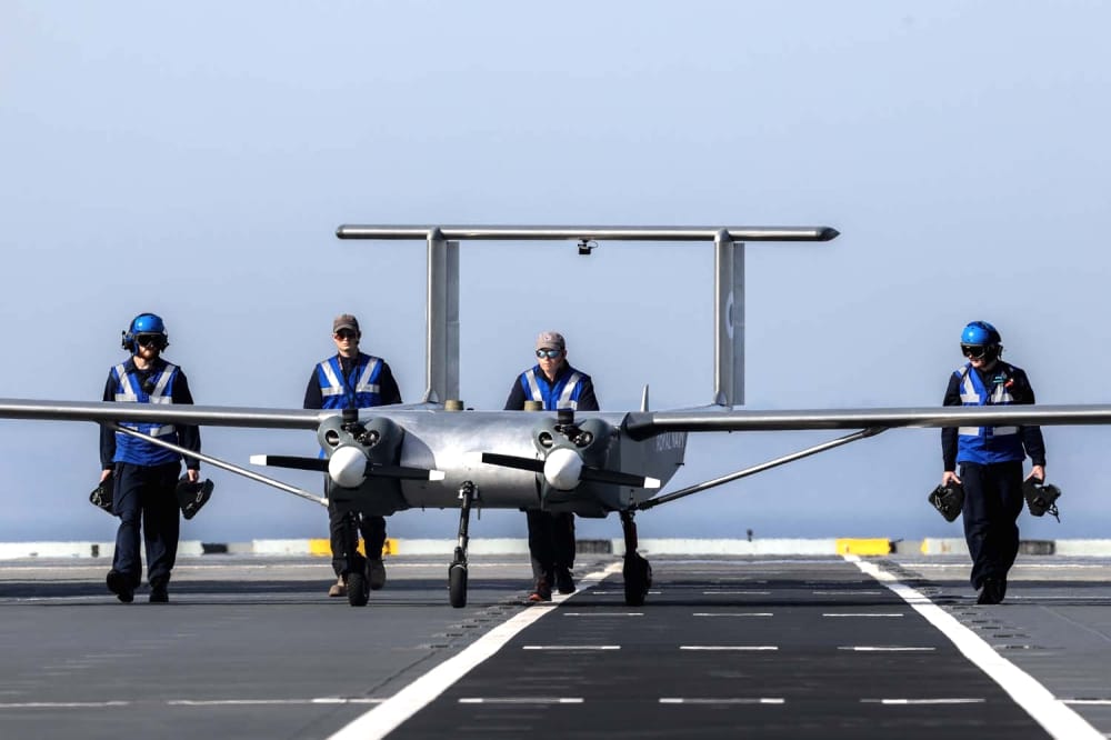 Cargo Drone Makes First Landing Aboard UK Royal Navy Aircraft Carrier HMS Prince of Wales