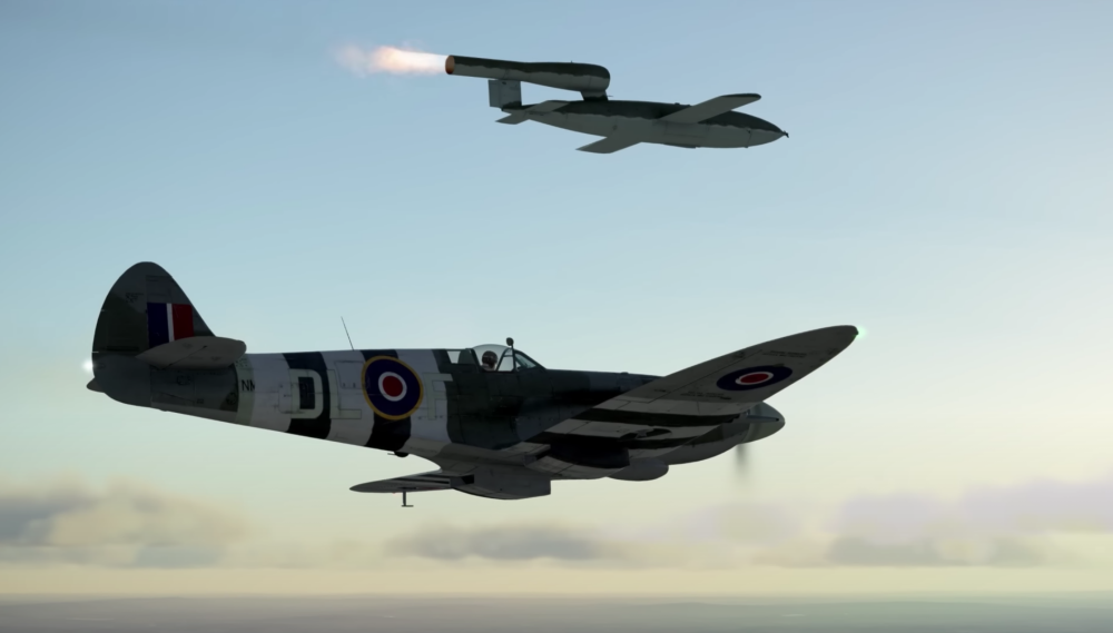 First Spitfire Tipping V-1 in World War 2
