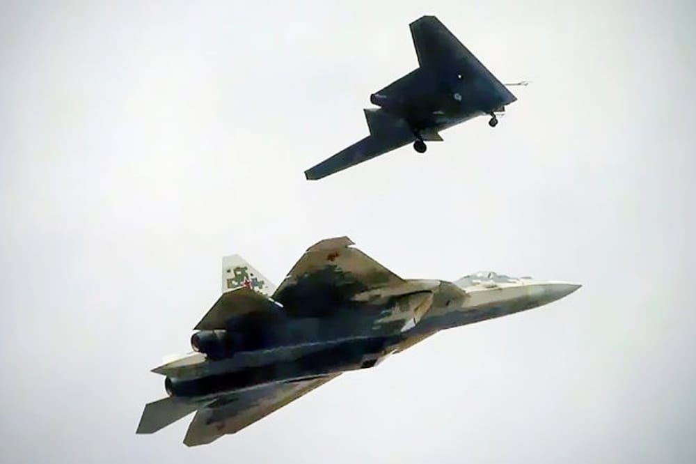 Su-57 Downs Russia’s Sukhoi S-70 Stealth UCAV Over Ukraine