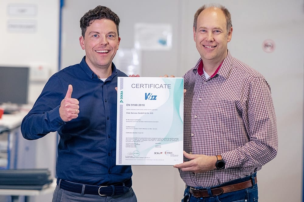 Volz Servos Gets EN/AS 9100 Aviation Certificate