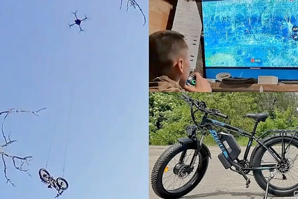 Ukrainian Battalion Uses Drone to Deliver E-Bike in Rare Frontline Rescue