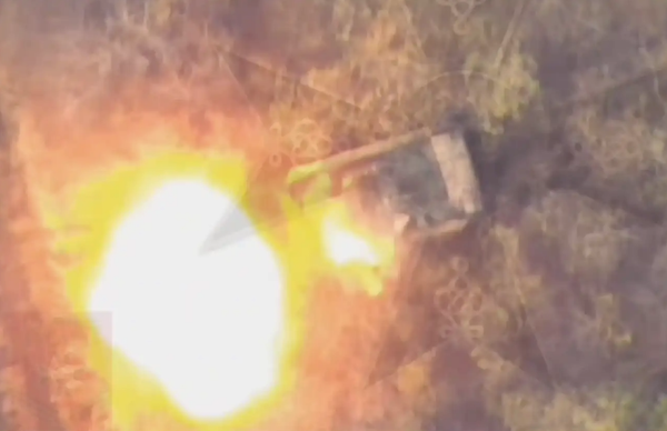 Russian Lancet Drone Explodes Warhead a Few Feet Away from a Ukrainian Bradley