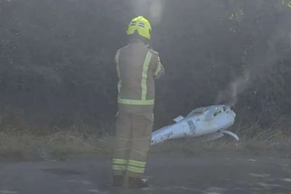 UK Border Surveillance Drone Found Burning on Motorway Roadside