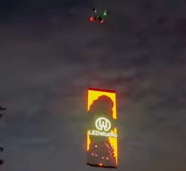 UK Firm Tests Drone Mounted LED Curtain